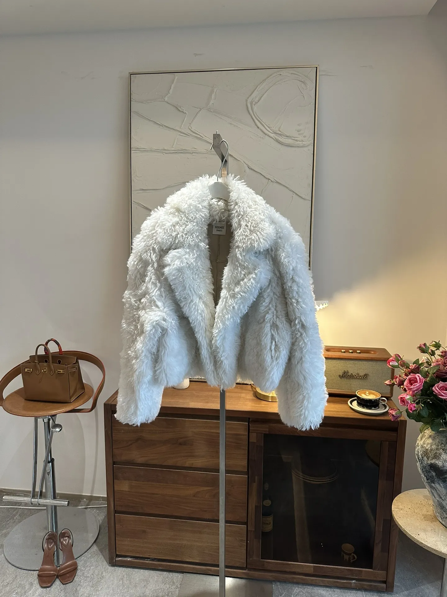 HERMES Женская шуба из шерсти мериноса HERMES Женская шуба из шерсти мериноса