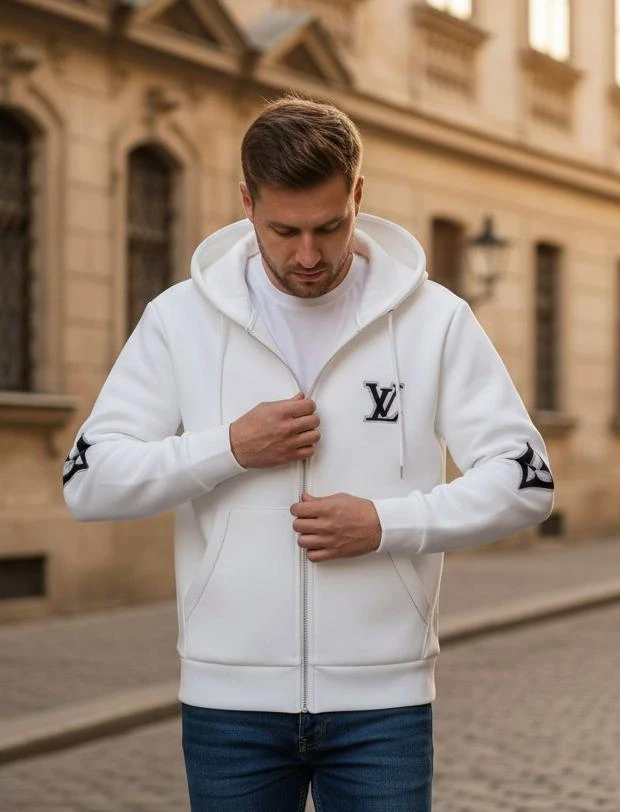 LOUIS VUITTON Мужская толстовка с вышитой аппликацией LOUIS VUITTON Мужская толстовка с вышитой аппликацией