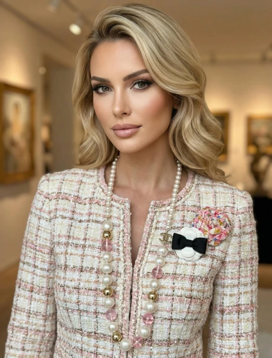 CHANEL Женское длинное колье с жемчужными элементами