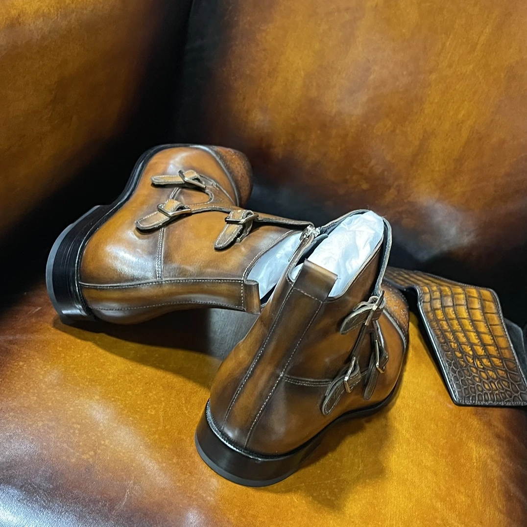 BERLUTI Мужские ботинки монки с тремя пряжками BERLUTI Мужские ботинки монки с тремя пряжками