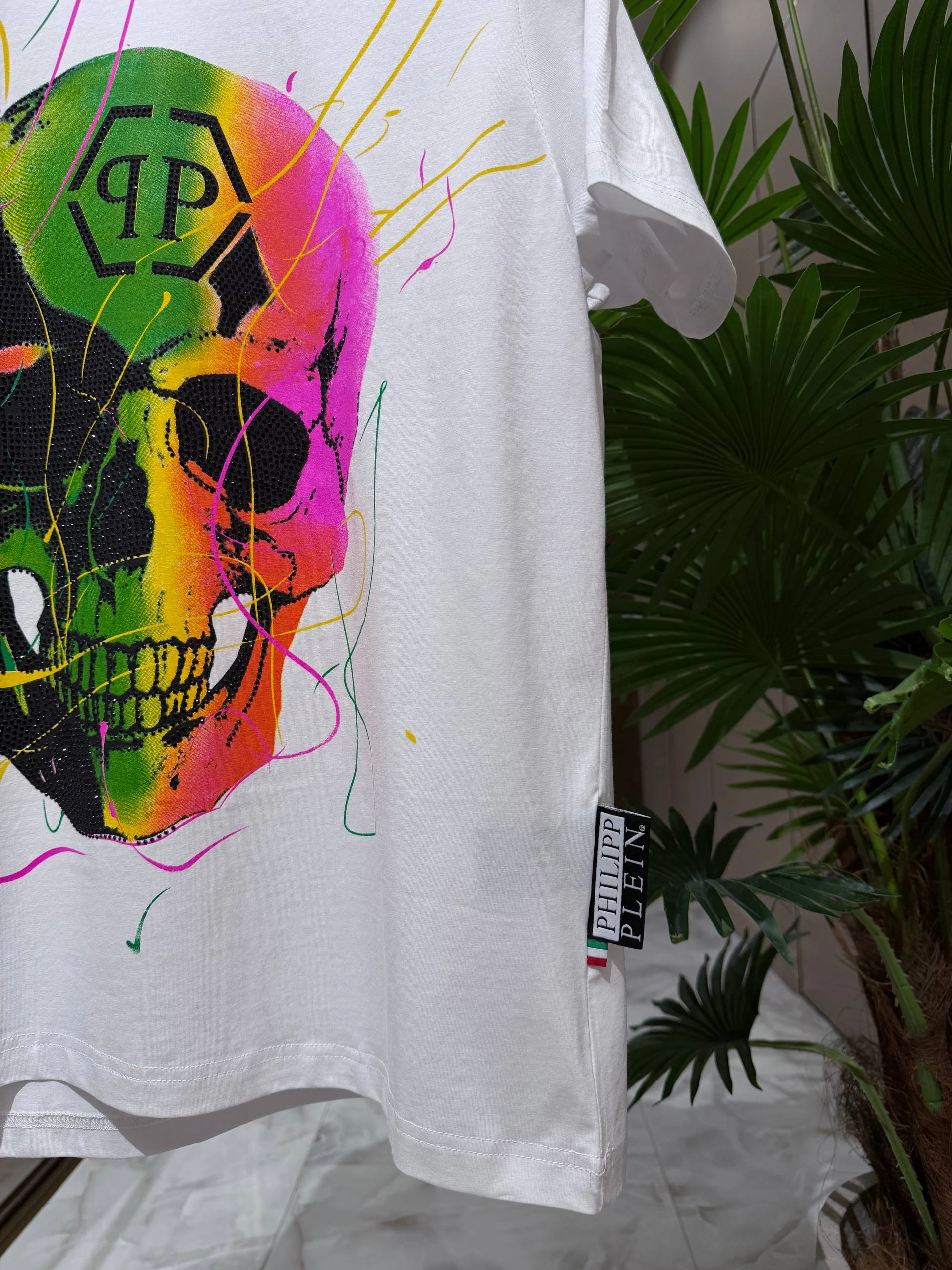 PHILIPP PLEIN Мужская футболка с принтом белая PHILIPP PLEIN Мужская футболка с принтом белая