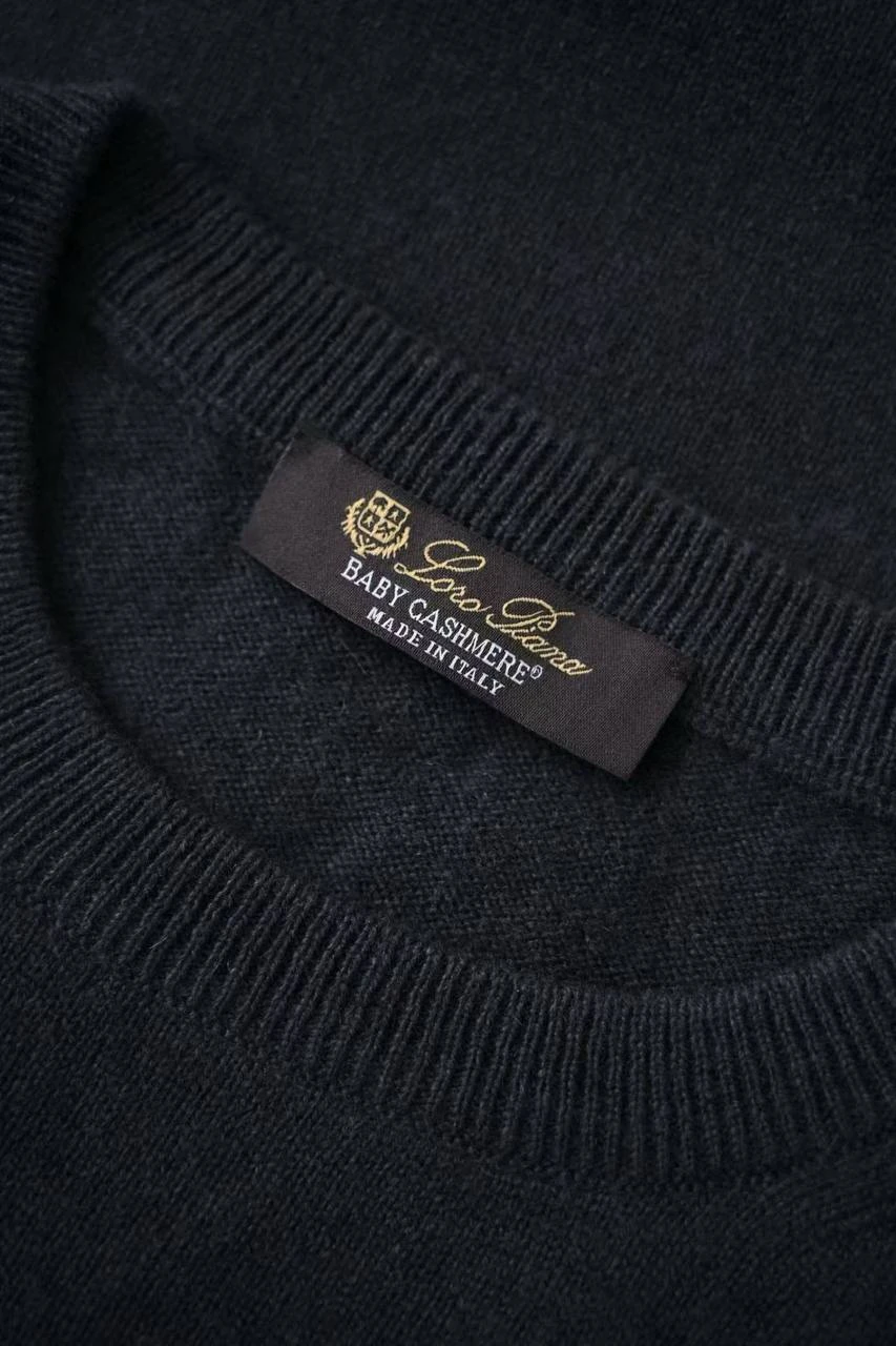 LORO PIANA Мужской свитер из кашемира классический с круглым вырезом