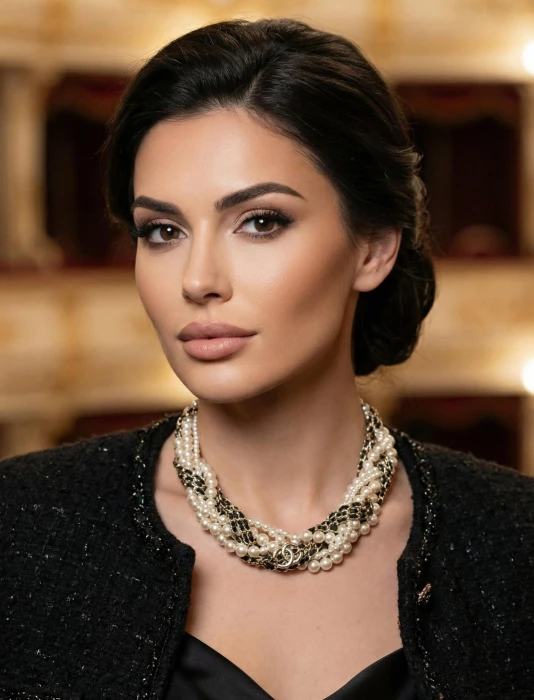 CHANEL Женское колье в виде чокера с кожаными элементами и жемчугом