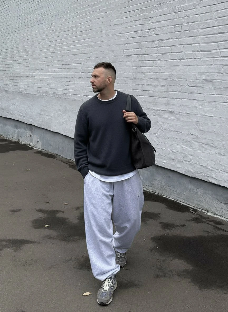 LORO PIANA Мужской свитер из кашемира классический с круглым вырезом