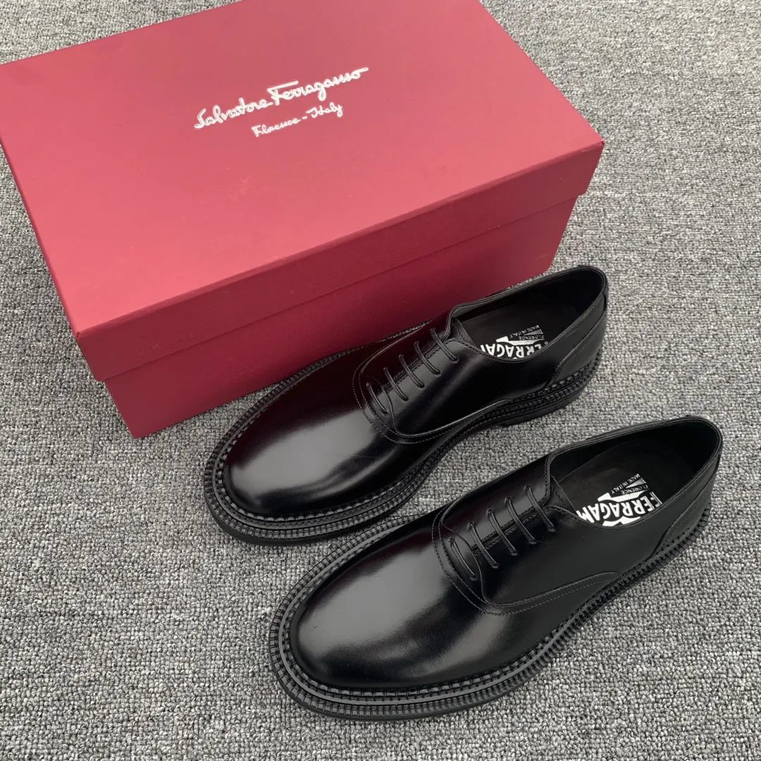 SALVATORE FERRAGAMO Мужские туфли-оксфорды из воловьей кожи