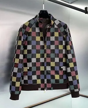 LOUIS VUITTON Мужская кожаная куртка Damier
