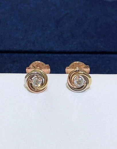CARTIER Серьги Trinity из розового, белого и желтого золота с бриллиантом