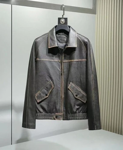 PRADA Мужская кожаная куртка ретро