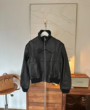 SAINT LAURENT Женская кожаная куртка черная с молнией