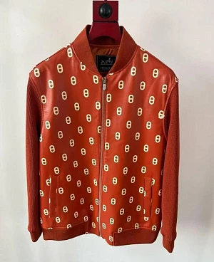 HERMES Мужской кожаный бомбер 