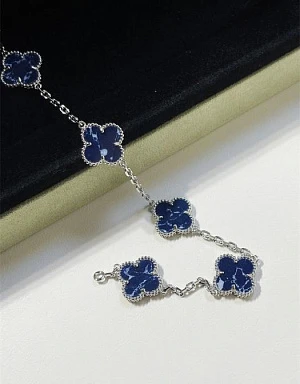 Van Cleef & Arpels Браслет Vintage Alhambra 5 мотивов белое золото 