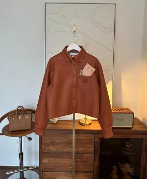 MIU MIU Женская кожаная куртка коричневая короткая