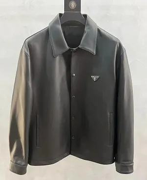 PRADA Мужская кожаная куртка черная из овчины