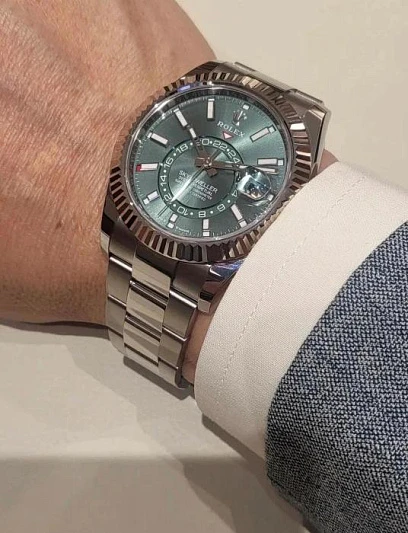 ROLEX Мужские часы 42 мм Sky-Dweller Green Dial Oyster Full Set