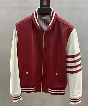 THOM BROWNE Мужской кожаный бомбер