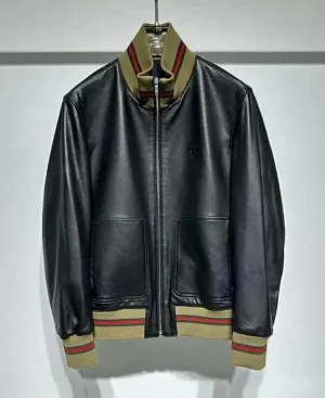 GUCCI Мужская кожаная куртка в черном цвете