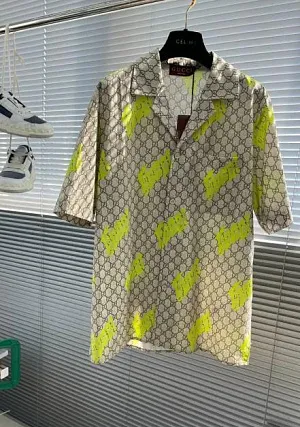 GUCCI Мужская рубашка хлопок бежевая