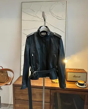 SAINT LAURENT Женская кожаная куртка утончённого стиля
