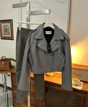 SAINT LAURENT (YSL) Женская кожаная куртка в байкерском стиле