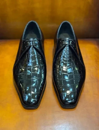 BERLUTI Мужские туфли из кожи крокодила насыщенного цвета