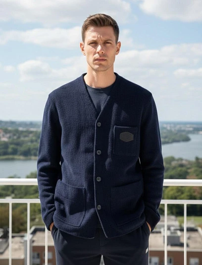 LOUIS VUITTON Мужской кардиган вельветовый, темно‑синий