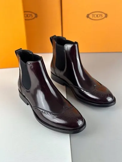 TOD'S Мужские ботинки челси бордового цвета