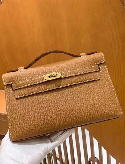 HERMES Женская сумка Kelly Pochette 22 см 0M/chai Epsom