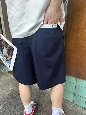 GUCCI Мужские шорты прямые темно-синие