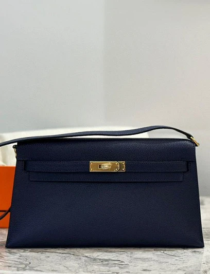 HERMES Женская сумка Kelly Elan 27 см S4/Deep blue Chevre