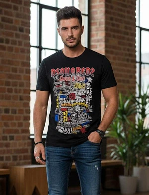 DSQUARED Мужская футболка с принтом черная