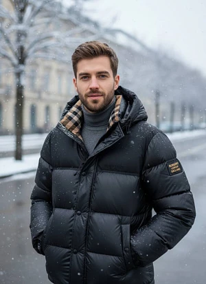 BURBERRY Мужская куртка на пуховом наполнителе черная