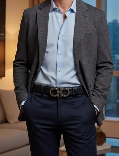 SALVATORE FERRAGAMO Мужской ремень с пряжкой в виде цифры 8