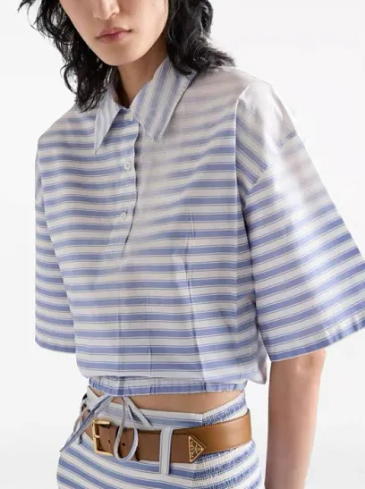 PRADA Женская рубашка из хлопка голубая