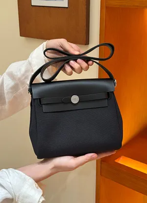 HERMES Женская сумка Herbag Mini 20 см 89/Noir Canvas/Cowhide