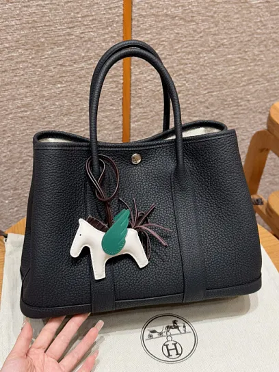 HERMES Женская сумка Garden party 30 см 2z/Blue niut Vache Country