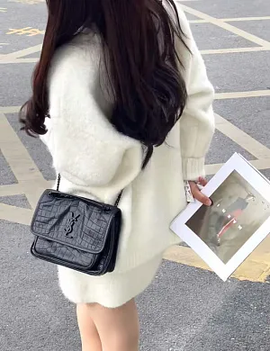 SAINT LAURENT Женская Сумка Niki под кожу крокодила Small