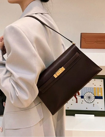 HERMES Женская сумка Kelly Elan 27 см 47/chocolate Madame