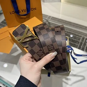 LOUIS VUITTON Двусторонний мужской ремень с логотипом Damier