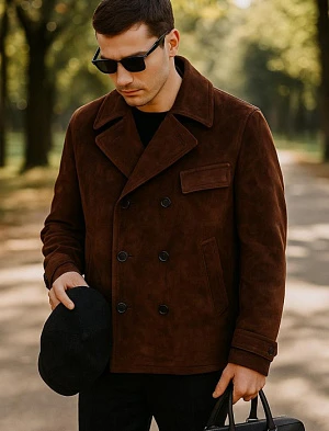 TOM FORD Мужская кожаная куртка шоколадно-коричневая