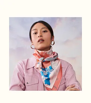 HERMES Женский платок из шелка розовый