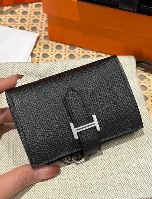 HERMES Кошелёк Bearn 10 см 89/Noir Epsom