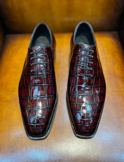 BERLUTI Мужские туфли из кожи крокодила с квадратным мысом