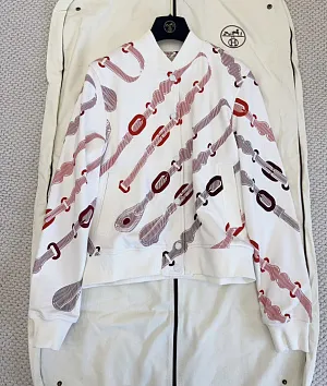 HERMES Женский кардиган белый с красными деталями