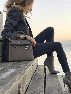 HERMES Женская сумка Kelly 28 см 8F/Etain Epsom