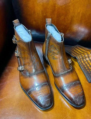 BERLUTI Мужские ботинки монки с тремя пряжками