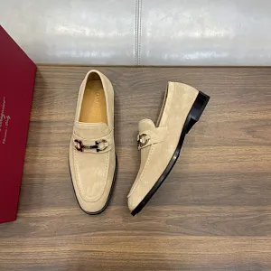 SALVATORE FERRAGAMO Мужские лоферы из коровьей кожи бежевые