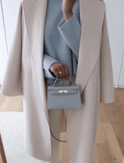 HERMES Женская сумка Kelly Pochette 22 см U2/Blue zephyr Epsom