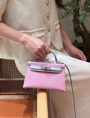 HERMES Женская сумка Kelly mini 19 см X9/mauve T0/Blue Brume Epsom 