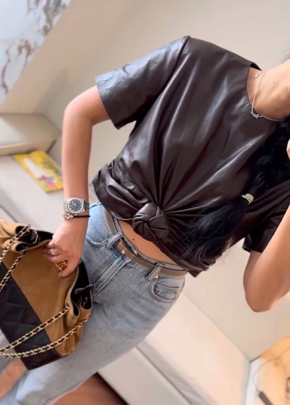 ALAIA Женский кожаный джемпер