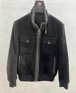 TOM FORD Мужская куртка из овечьей замши черная